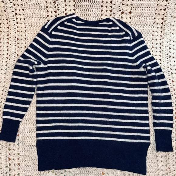 Madewell Navy/White Stripe Merino Wool/Alpaca Long Open Front Cardigan  Sz Med - Picture 6 of 8